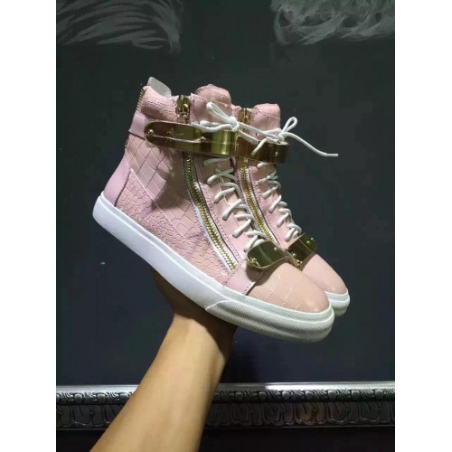 Giuseppe Zanotti exclusive pink croc embossed leather ringo sneakers